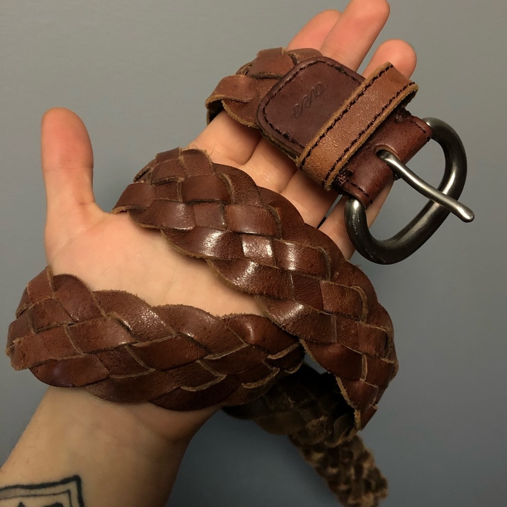 Genuine Leather Brown Braided Belt